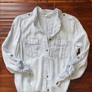 DEX blue and white striped button down.